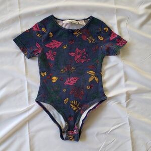90s Leaf Print Girls Leotard‎